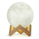 Lámpara Luna 12 Cm 3d Luz Led Colores + Base Madera 