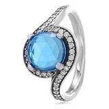 Anillo Pandorade Cristal Azul Cielo Adornos Radiantes