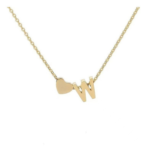 Collar Mujer Dije De Corazón Oro Letra Inicial Novia Regalo