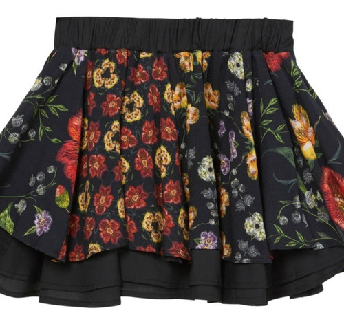 Desigual Falda Corta Volantes Flores Niña Talla 7/8