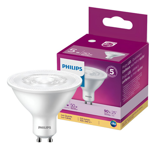 Kit 18 Lampadas Led Ar70 5w 2700k Bivolt 525lm Gu10 Philips