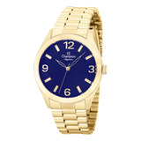 Relógio Feminino D Pulso 38mm Dourado Azul Cn25216a Champion