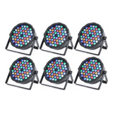 Kit 6 Canhão Par Led 54 Leds Cree Rgbwa Dmx Slim Jogo De Luz Bivolt