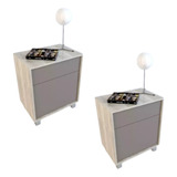 Combo X2 Mesa De Luz Sistema Push 1cajon 1puerta 6426 Tables