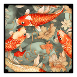 #408 - Cuadro Decorativo Vintage - Tattoo Koi Japón Pez Flor