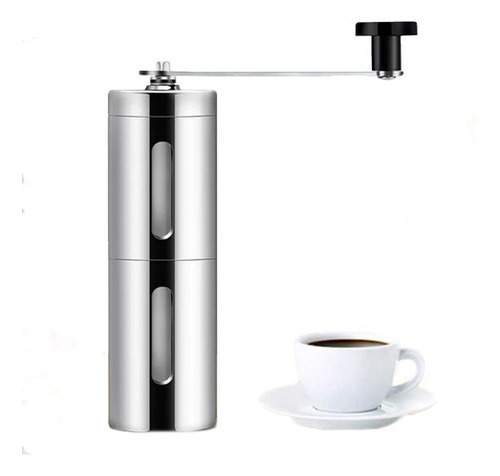 Moedor De Café Grãos Portátil Manual Plástico E Aço Inox Cor Prateado