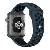 Malla Silicona Deportiva Loop Para Reloj Apple Watch 38/40mm Color Aoba Con Negro