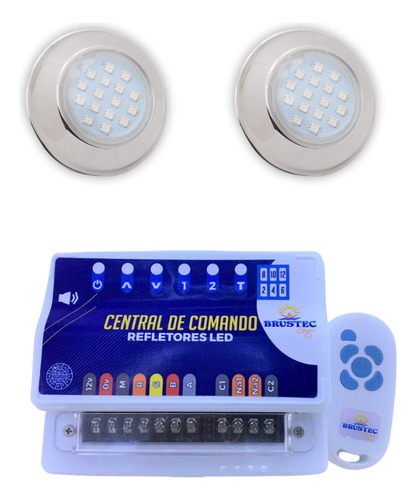 Kit Led Iluminação Piscina - 9w - 2 Led + Central De Comando