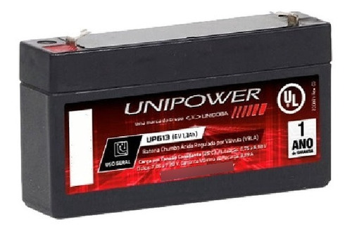 Bateria 6v 1.3ah Up613 Unipower 1,3ah Garantia 1 Ano