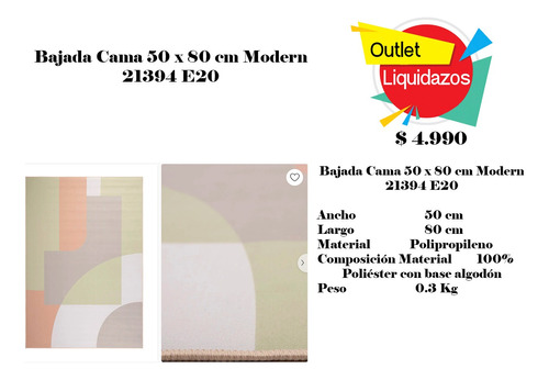 Bajada Cama 50 X 80 Cm Modern 21394 E20