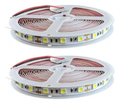 Cinta Led Smd5050 Blanco Calido 3000k Tira 5m 12v Ip33 X2