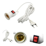 Soquete E27 Con Interruptor Cable 5 Mts Enchufe C / 009025 Color De La Luz Blanco-009025 C61