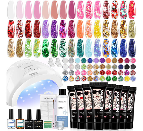 Morovan Kit De Uñas De Polygel: 8 Piezas De Kit De Gel De .