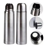 Termo Bala Acero Inox 500ml Doble Capa Térmica Color Plateado