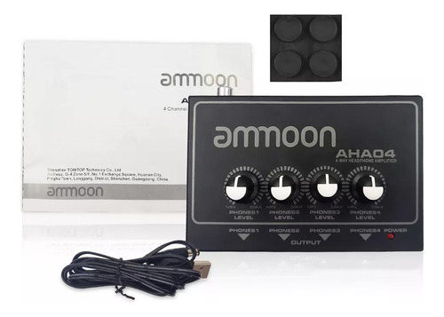 Amplificador De Audio Estéreo Portátil Aha04 1/4 Ammoon De 4