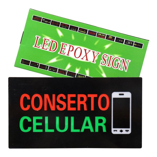 Placa Led Neon Conserto Celular  43x23cm - Bivolt 110/220v