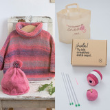 Kit Infantil 2 Agujas Poncho + Gorro