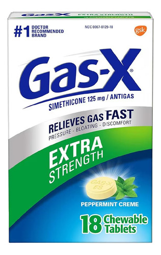 Gas-x Simeticona 125 Mg Alivio De Gases Estomacales 18 Pzas