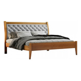 Cama Casal Vivare 160cm Madeira Maciça Amêndoa Mel/veludo