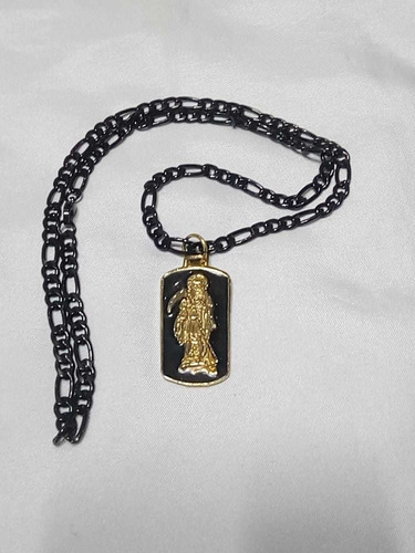 Dije Santa Muerte Oro Laminado 18k Y Cadena Pavonada