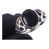 Anillo Celta Gema Negra Agata Onix Obsidian Plata925 Amedida