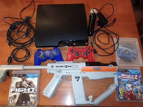 Ps3 Liberada + 2 Controles + Ps Move + Rifle + 3 Juegos