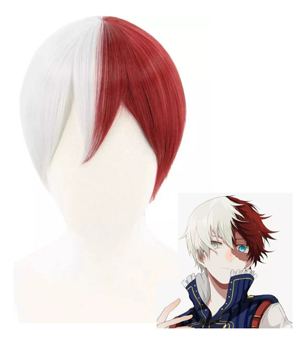 Mi Héroe Academia Shoto Todoroki Anime Peluca Plata-rojo Cos