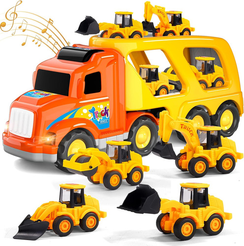 Juguetes Ihaha Trucks Cars Para Niños Pequeños, 5 En 1 Const