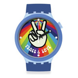 Swatch Reloj Unisex Casual Azul Cuarzo Biocerámico Paz Mano 