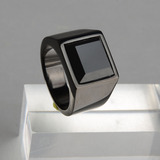 Elegante Anillo Cuadrado De Piedra Negra Para Hombre, Sello