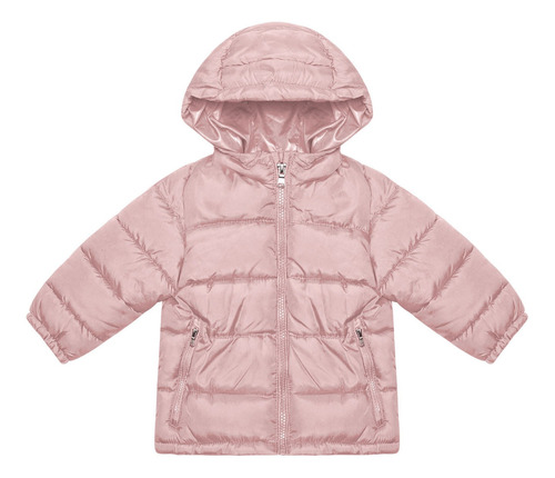 Jaqueta Puffer Infantil Com Capuz Trick Nick Rosa