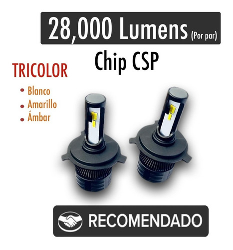 Kit 2 Focos Bi-led Tricolor 14000 Lúmenes H4 H13 9007