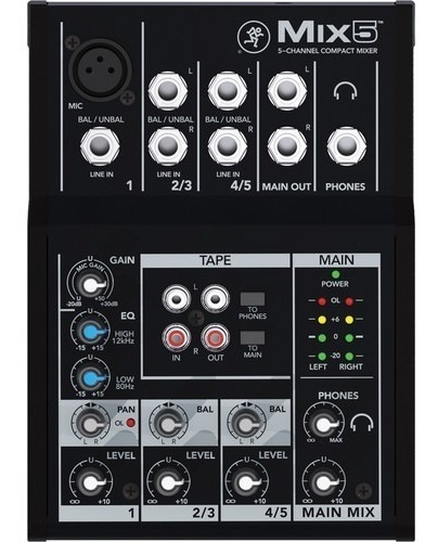 Mackie Mix5 Consola Mixer 5 Canales Compacta Con Phantom.