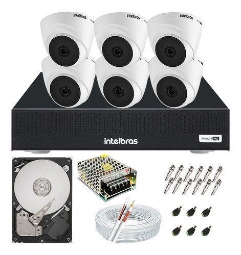 Kit Cftv 6 Câmeras Multi Hd Dvr 8 Canais Intelbras 1008