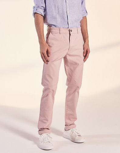 Pantalón Chino Munich, Hombre, Gabardina Slim, Rosa, Equus