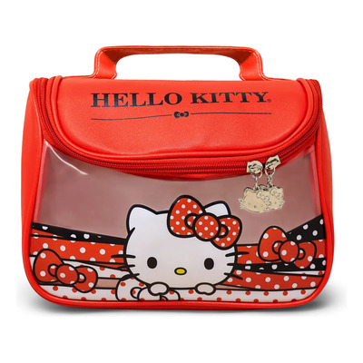 Neceser Hello Kitty Cosmetiquera Resistente Al Agua Color Rojo Diseño De La Tela Floreado | Meses sin interés