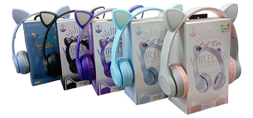 Auricular Bluetooth Diseño Orejas De Gatito Led 