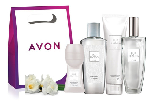 Avon Pur Blanca Kit Set X4 - Perfume Colonia Crema - Roll-on