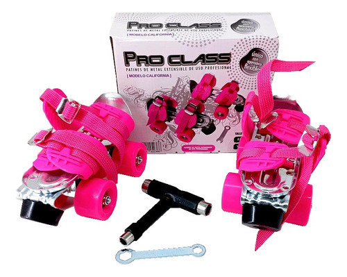 Patin 4 Ruedas De Metal Extensible Color Rosa 