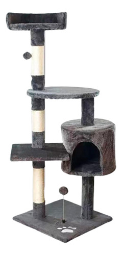 Rascador Torre 112cm Gato Casita Arbol Terciopelo + Pompones