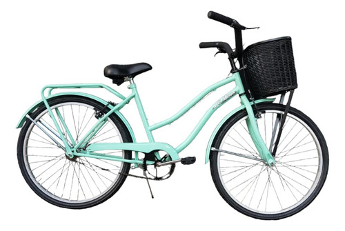 Bicicleta Playera Femenina Le Bike Playera Paseo R26 M 6v Frenos V-brakes Color Verde Agua Con Pie De Apoyo  