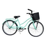 Bicicleta Playera Femenina Le Bike Playera Paseo R26 M 6v Frenos V-brakes Color Verde Agua Con Pie De Apoyo  