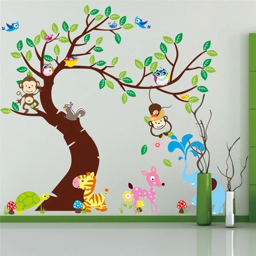 Vinil Decorativo Infantil Bebé Niño Niña Árbol Bosque 