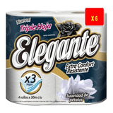 Papel Higiénico Elegante Triple Hoja 30 Mts Bolson 6 Paquete