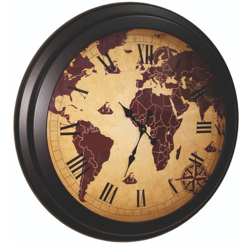 Reloj Grande Pared 65 Cm Vintage-antiguo-moderno Mapa Bordo