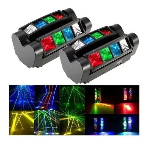 Pack 2 Cabeza Movil Led Spider Beam Rgbw Dmx 8x3w Luz Disco