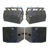 Line Array Ativa Pa Profissional 3000w Caixas Som 4x8 Sub 18