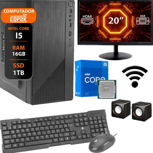 Computador Intel I5 16gb Ssd 1tb Monitor 20 - Completo 