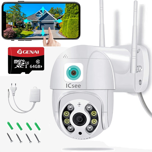 Câmera De Segurança A8 Wi-fi Icsee + 64gb Cartão De Memória 