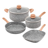 Batería Cocina Hudson Granito Stone Forjado 6 Piezas Zztt